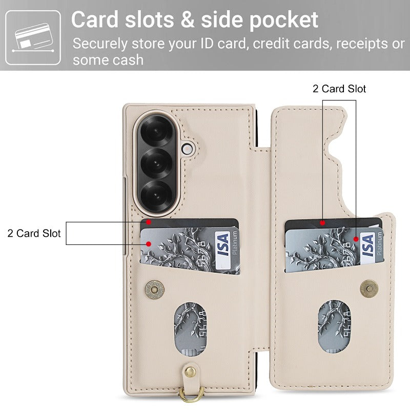 Shockproof Flower Case with Card Holder & Lanyard for Samsung Z Fold