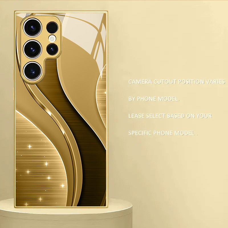 Star‑Spark Curve Pattern Glass Case for Samsung