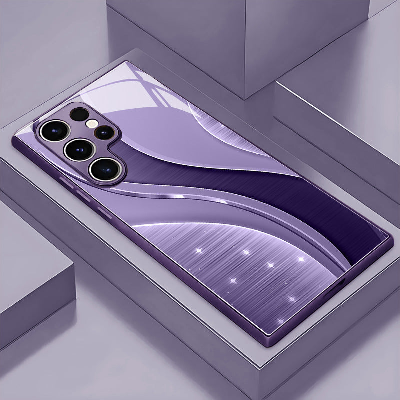 Star‑Spark Curve Pattern Glass Case for Samsung