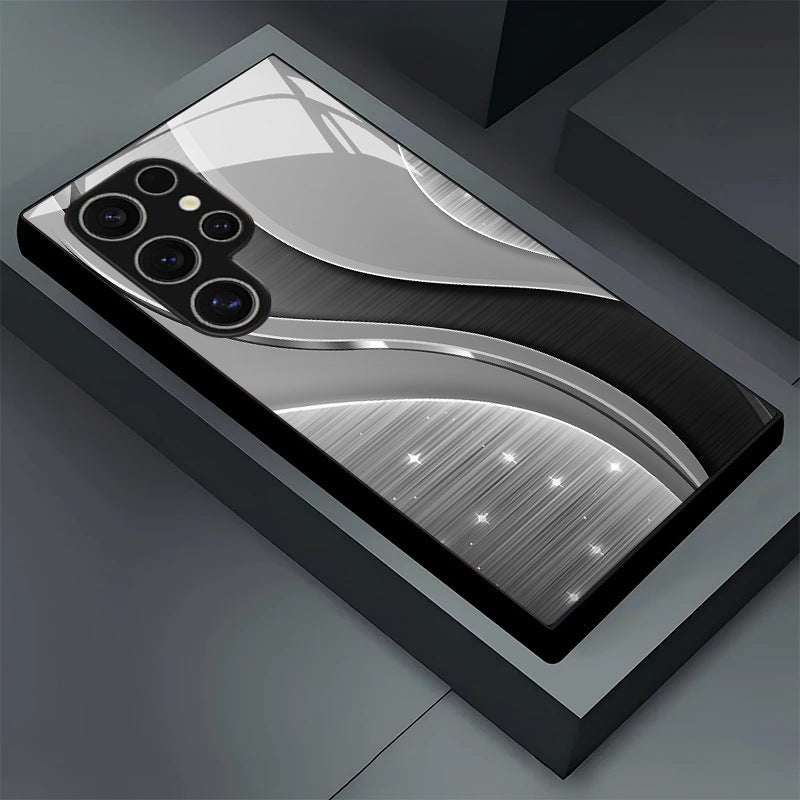 Star‑Spark Curve Pattern Glass Case for Samsung