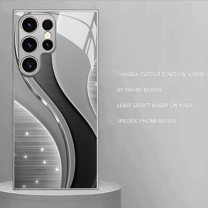 Star‑Spark Curve Pattern Glass Case for Samsung