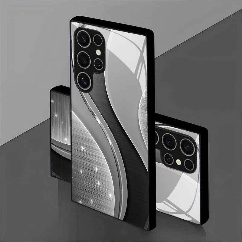 Star‑Spark Curve Pattern Glass Case for Samsung