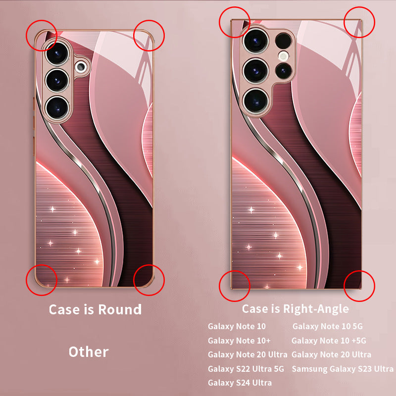 Star‑Spark Curve Pattern Glass Case for Samsung