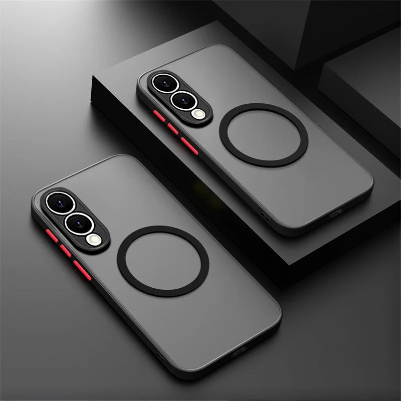 Semi‑Transparent Matte Magnetic Shockproof Case for Samsung