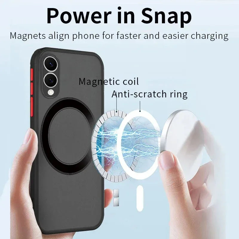 Semi‑Transparent Matte Magnetic Shockproof Case for Samsung