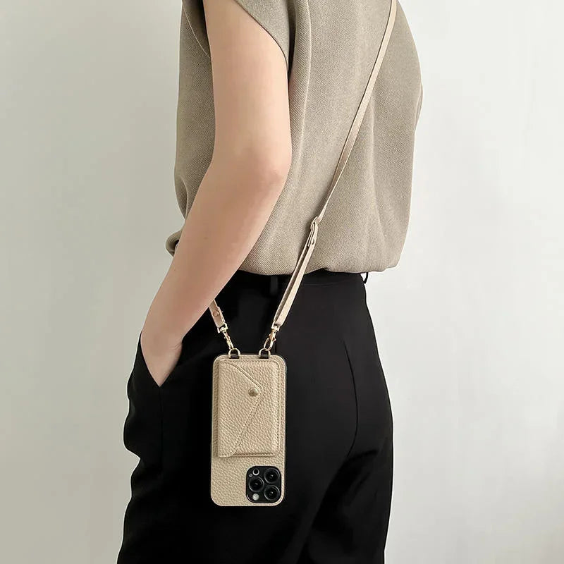 Leather Crossbody Wallet Case with Card Slots for iphone