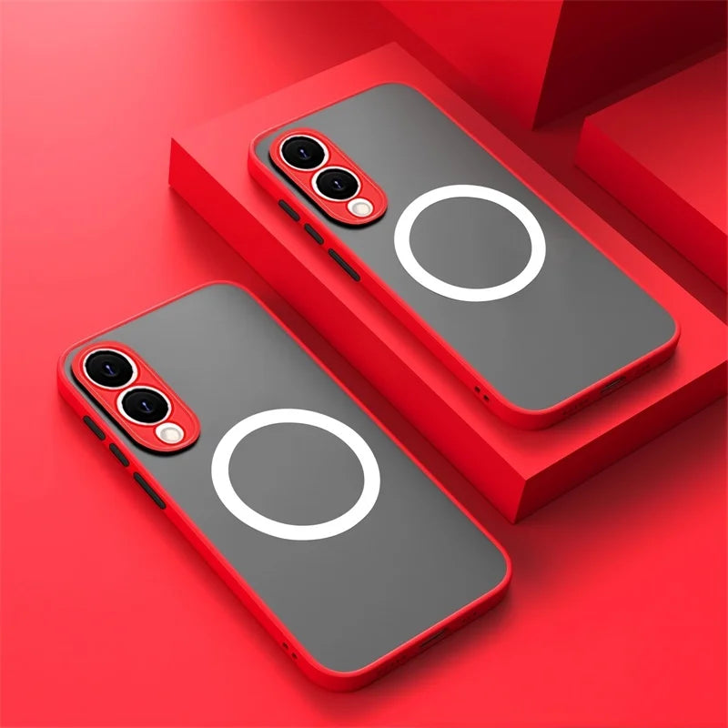 Semi‑Transparent Matte Magnetic Shockproof Case for Samsung