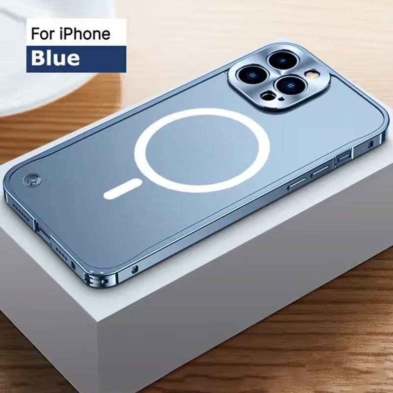 Magnetic Metal Aluminum Alloy Frame Frosted Back Panel Case for iphone
