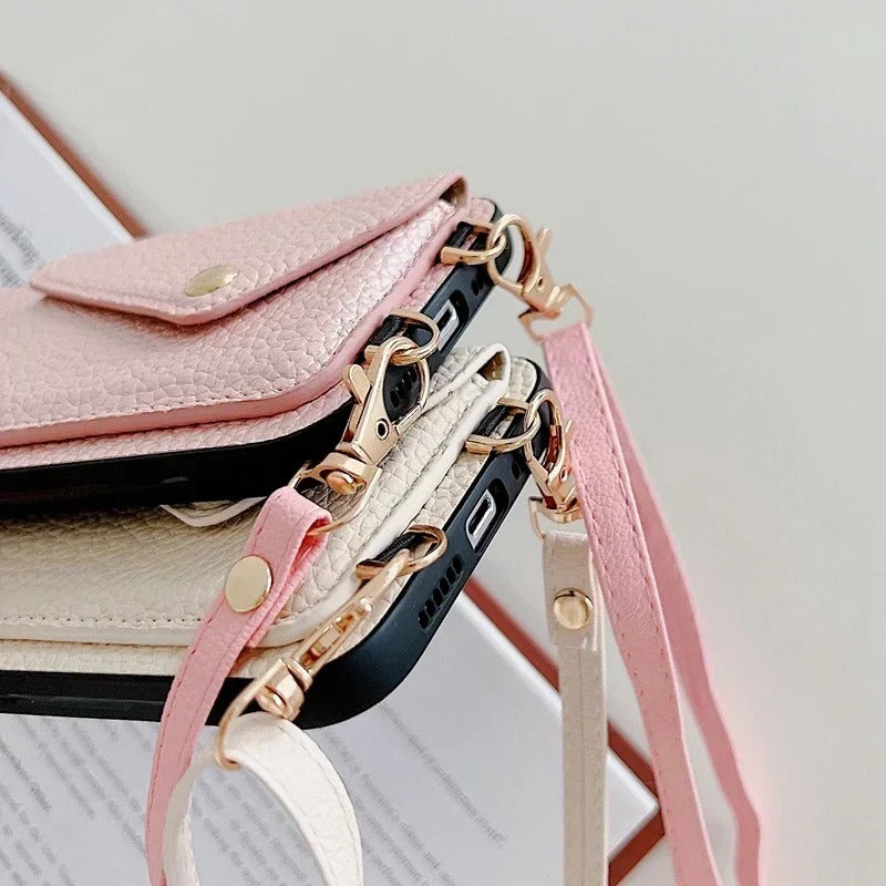 Leather Crossbody Wallet Case with Card Slots for iphone