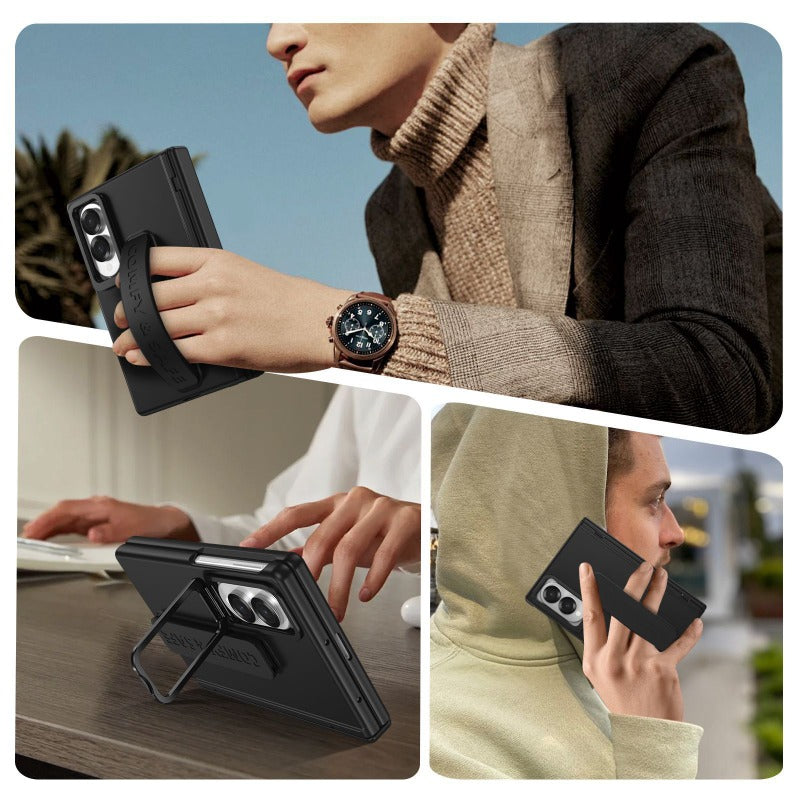 Full‑Cover Case with Lens Stand Wrist Strap, Shell‑Film Integrated for Samsung Z Fold