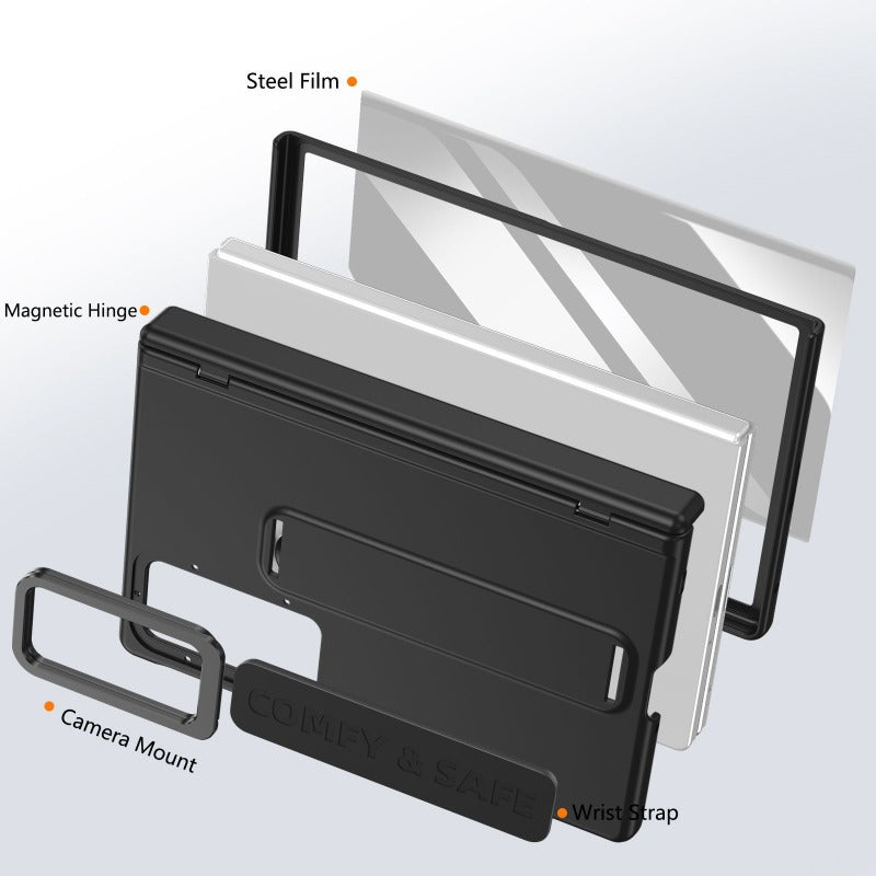 Full‑Cover Case with Lens Stand Wrist Strap, Shell‑Film Integrated for Samsung Z Fold