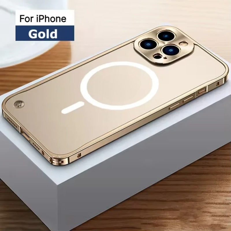 Magnetic Metal Aluminum Alloy Frame Frosted Back Panel Case for iphone