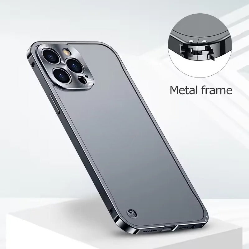 Magnetic Metal Aluminum Alloy Frame Frosted Back Panel Case for iphone