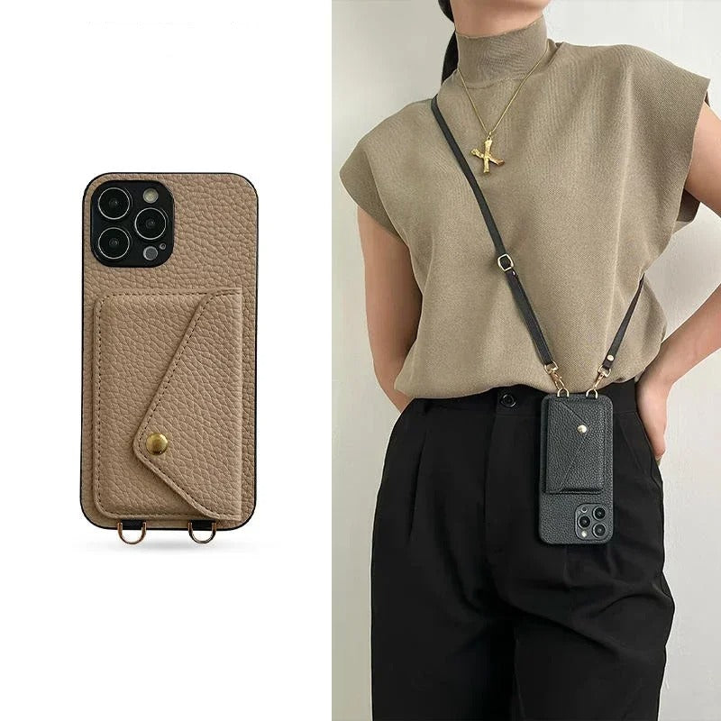 Leather Crossbody Wallet Case with Card Slots for iphone