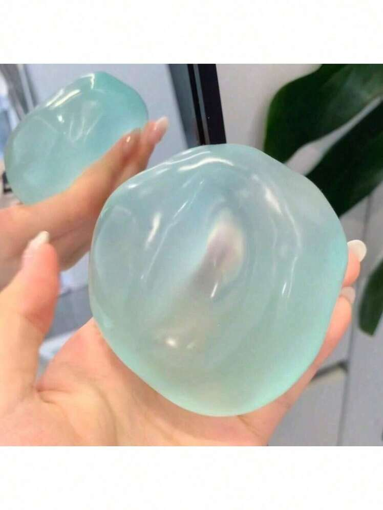 1pc Cute Malleable Slow Rebound Squeeze Ball, Blue Coconut OilStyle, 6cm Round, Malt Texture, Relieve Anxiety, Suitable For
