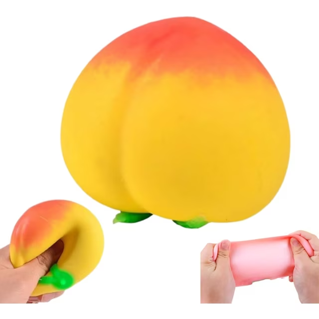 Peach Squishy Slow Rising Stress Ball, Realistic Soft Fruit Sensory Hand Grip Squeeze Relieve Pressure, Portable Desk Decor Squishy for Adults Home Office Daily Use