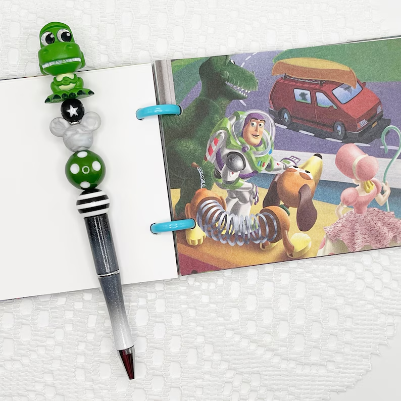 Toy Story inspired autograph pen, beaded ballpoint pen with Disney Doorable, Woody, Jessie, Rex, Bo Peep, Bunny, Ducky, Slinky