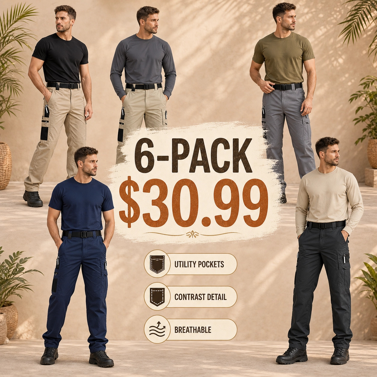 ⏰Store Closing Clearance⚡12 Pack for $38⚡Men's Contrast Pocket Tactical Cargo Pants