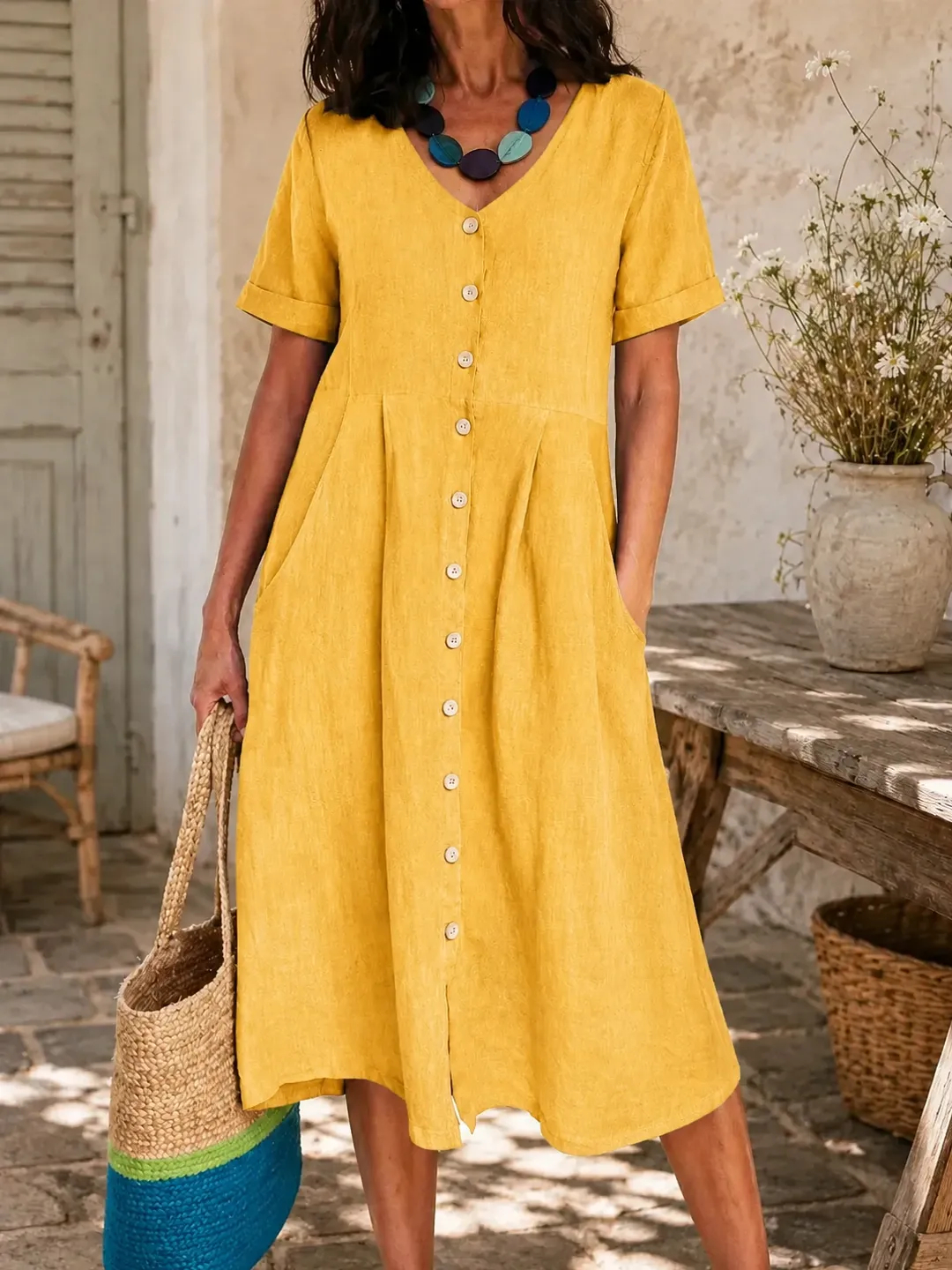 ⏰SUMMER FINAL SALE⚡8 Pack for $36.99⚡The Linen Dress American Women Love to Wear All Summer
