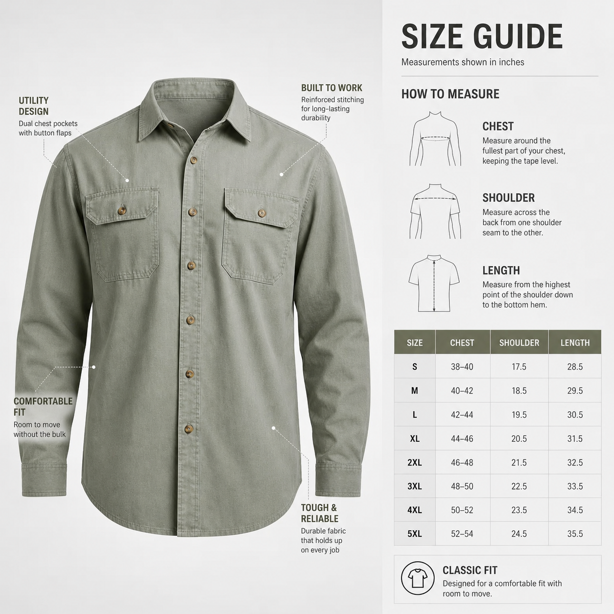 10-Pack Men’s Long Sleeve Work Shirts – Only $34.99