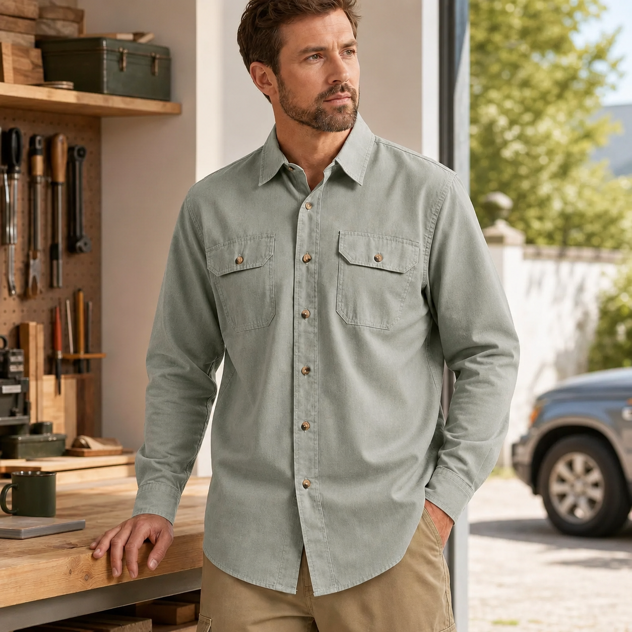 10-Pack Men’s Long Sleeve Work Shirts – Only $34.99