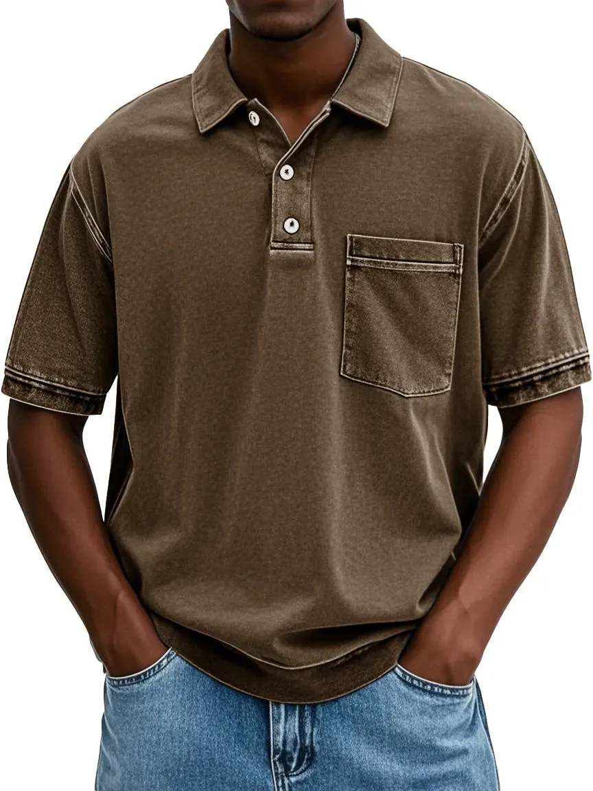 Flash Sale⚡10-Pack for $26.99⚡Men's Retro Distressed Lapel Short-sleeved Pocket Polo Shirt