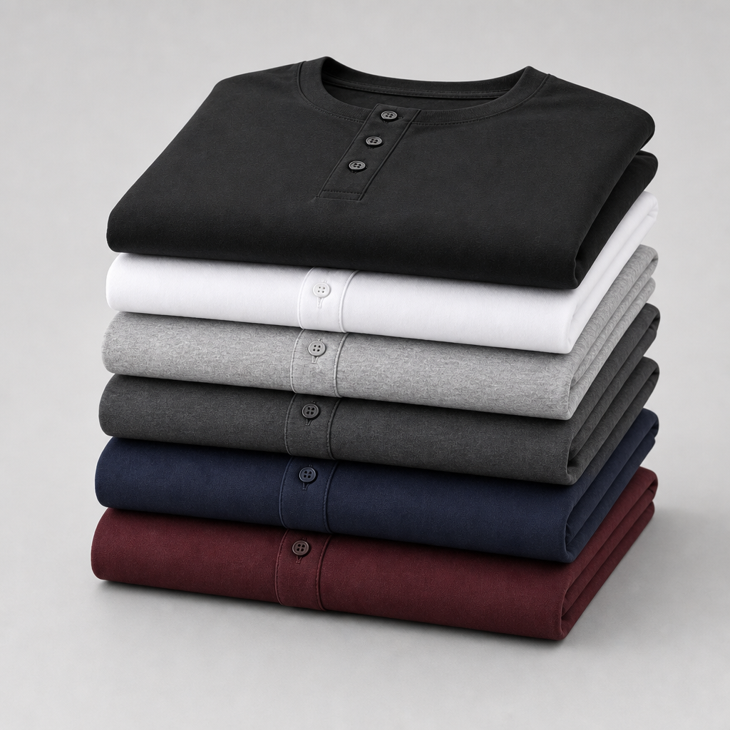 Seasonal Clearance Sale 10 Pack Only$34.99-Men’s Smooth Button Placket Short Sleeve Henley Tee