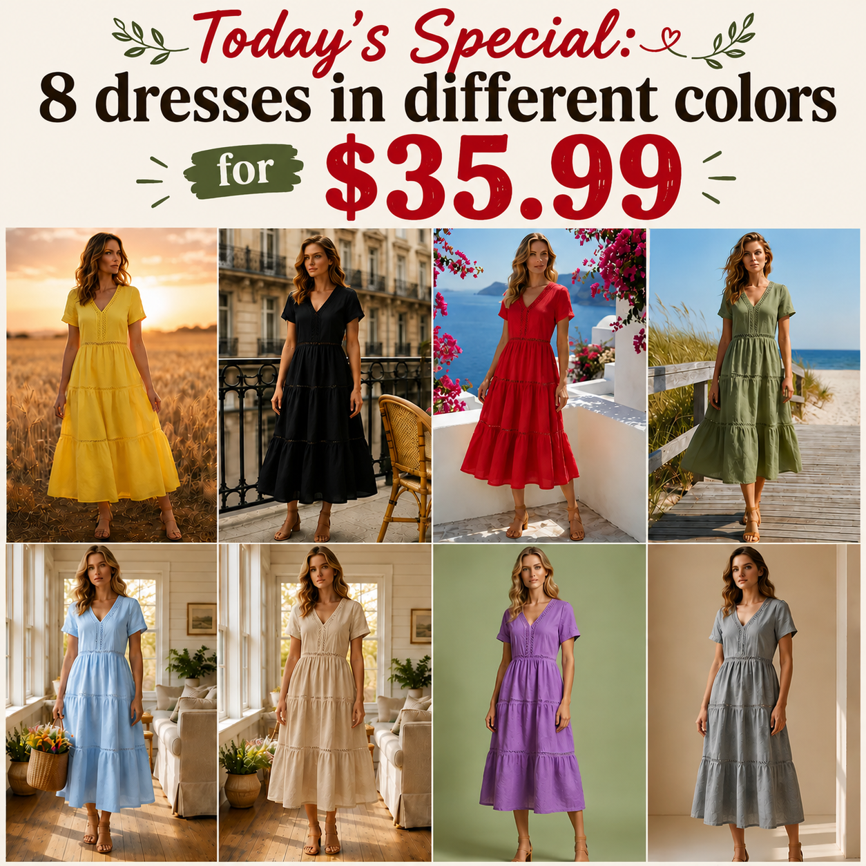 Flash Sale⚡8 Pack for $35.99⚡Women’s Soft Linen Dress - Effortless Elegance That Celebrates Every Curve and Moment