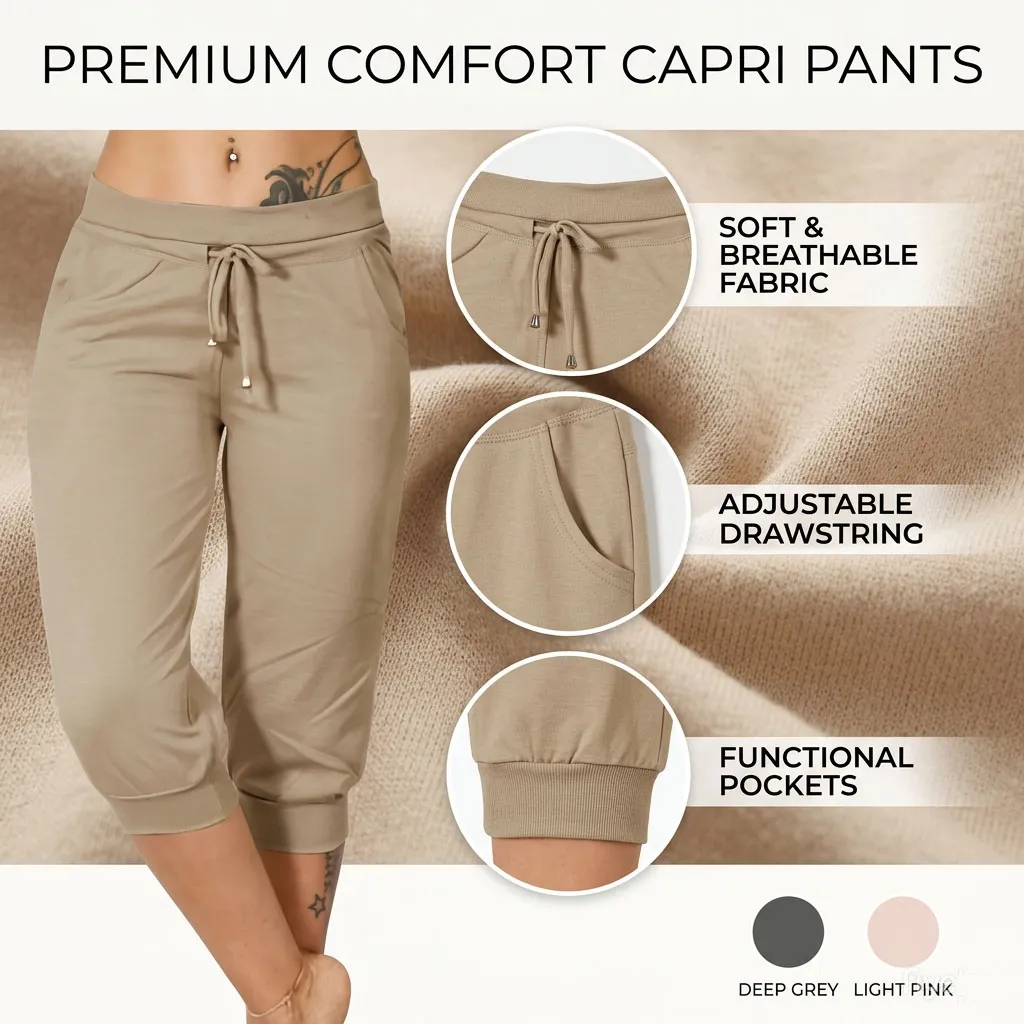 Women's Drawstring Capri Pants with Pockets