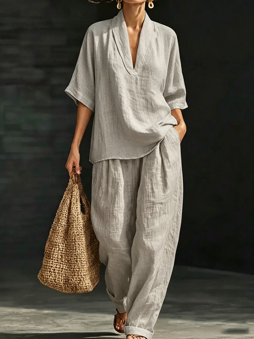 Casual And Cozy Minimalist Linen Two-piece Set⏰Limited-Time Deal⚡10-Pack Only $34.99⚡