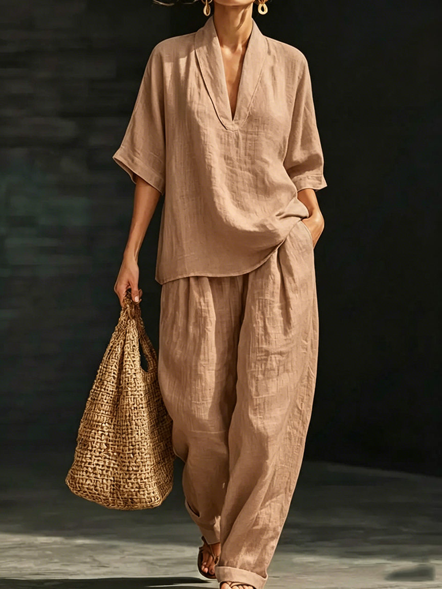 Casual And Cozy Minimalist Linen Two-piece Set⏰Limited-Time Deal⚡10-Pack Only $34.99⚡