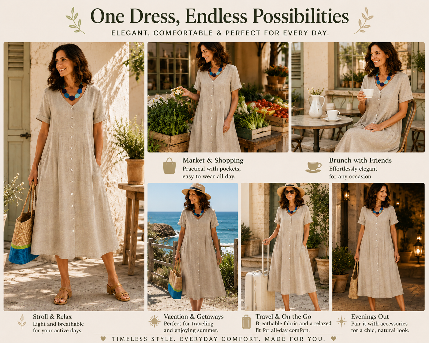 ⏰SUMMER FINAL SALE⚡8 Pack for $36.99⚡The Linen Dress American Women Love to Wear All Summer
