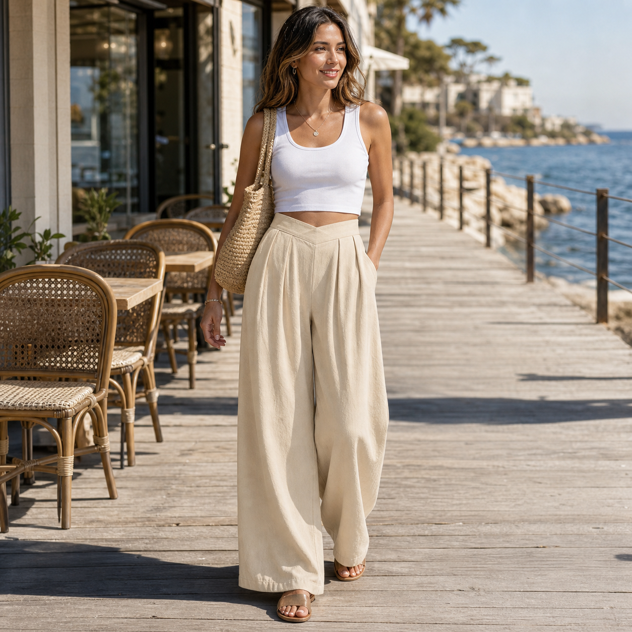 Summer Hot Sale 10 Pack Only $24 Women's High Waist Pleated Wide Leg Pants