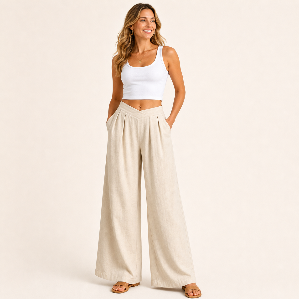 Summer Hot Sale 10 Pack Only $24 Women's High Waist Pleated Wide Leg Pants