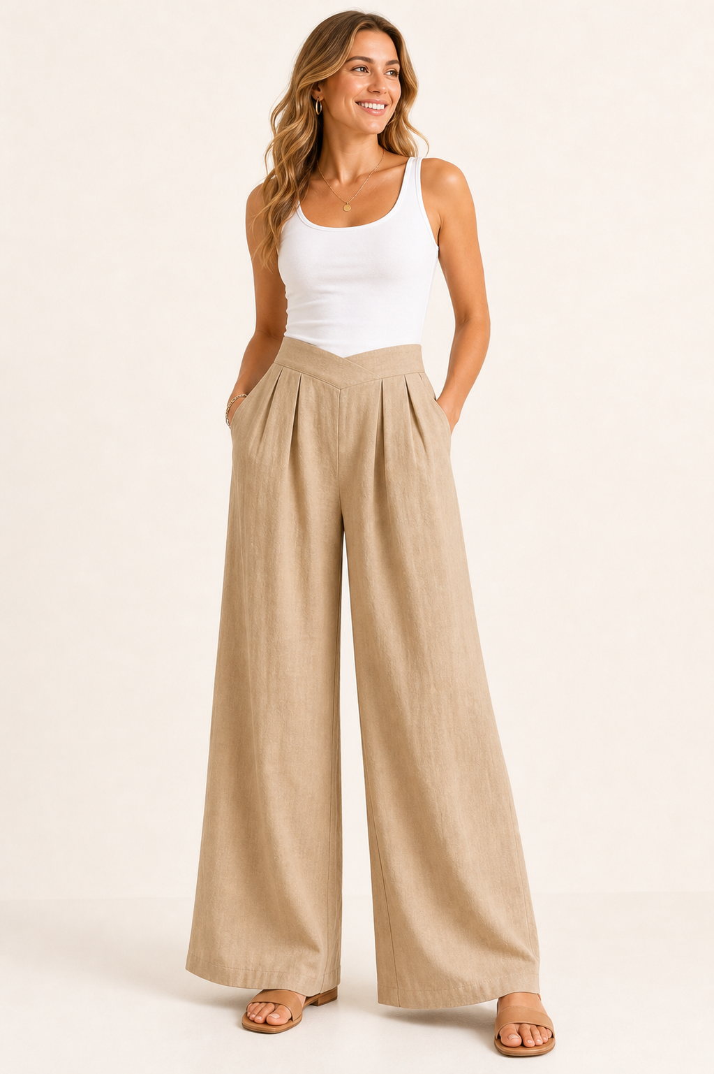 Summer Hot Sale 10 Pack Only $24 Women's High Waist Pleated Wide Leg Pants