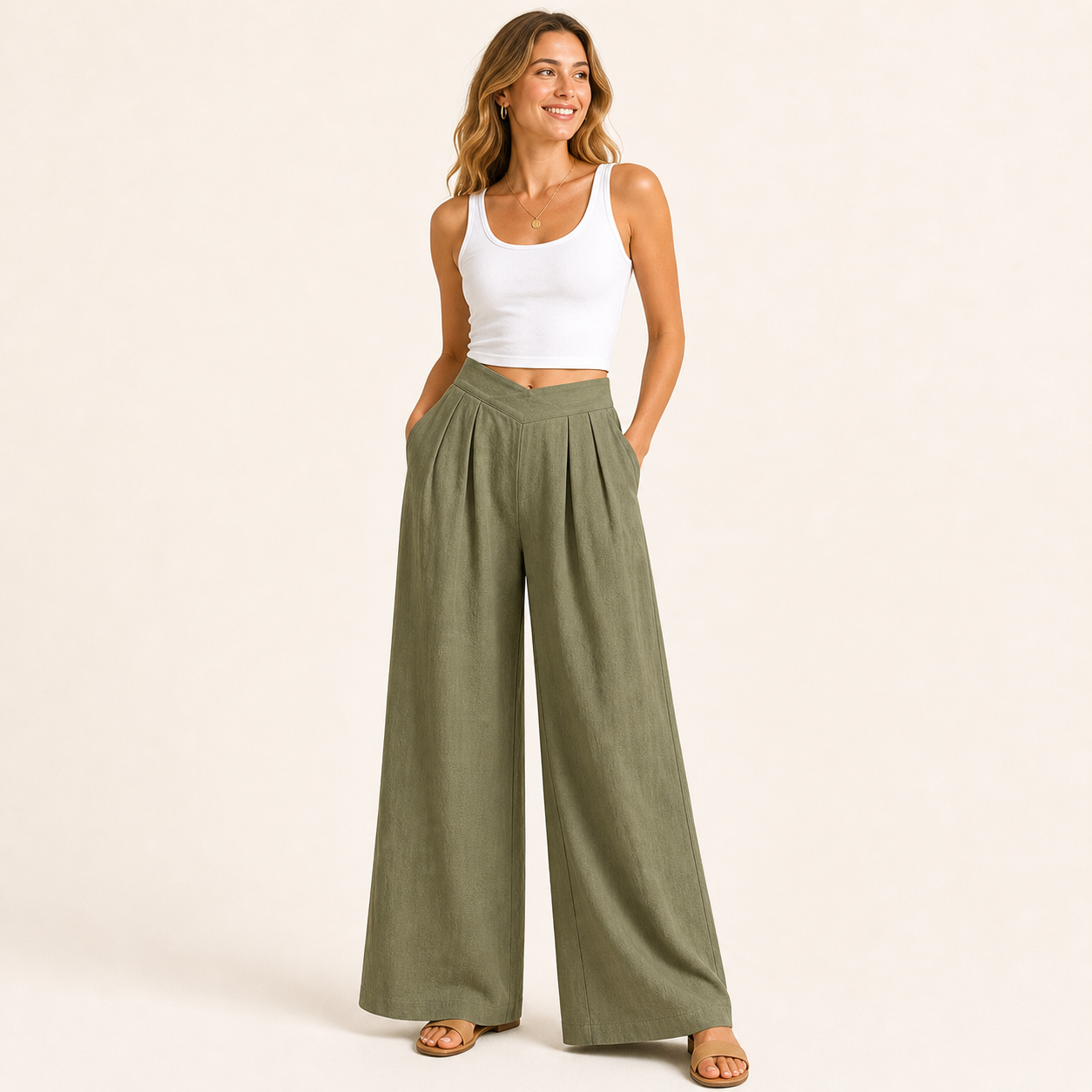 Summer Hot Sale 10 Pack Only $24 Women's High Waist Pleated Wide Leg Pants