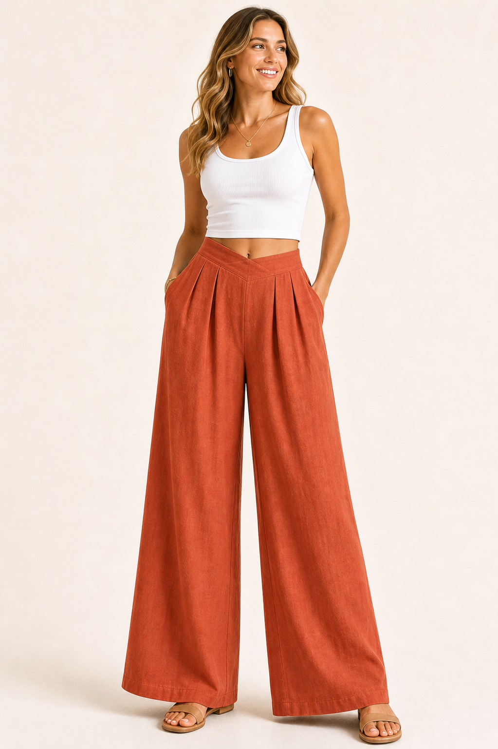Summer Hot Sale 10 Pack Only $24 Women's High Waist Pleated Wide Leg Pants