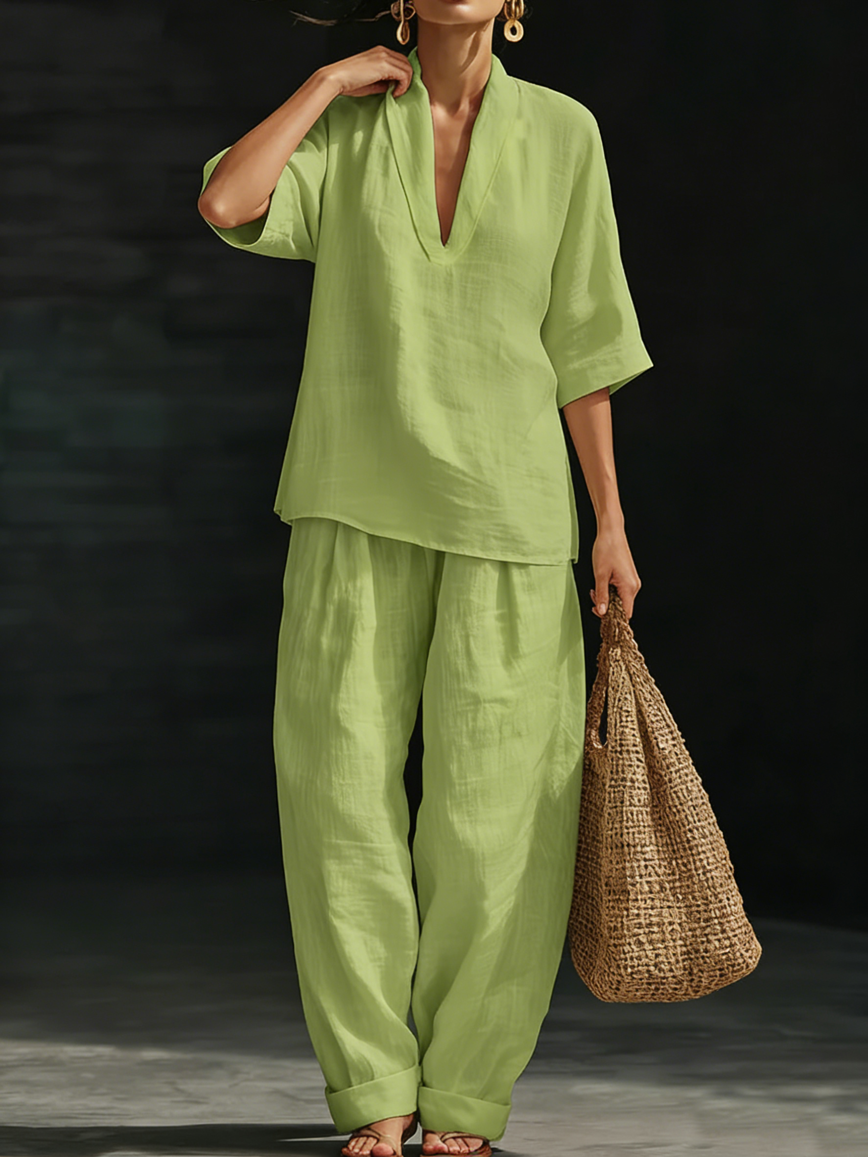 Casual And Cozy Minimalist Linen Two-piece Set⏰Limited-Time Deal⚡10-Pack Only $34.99⚡