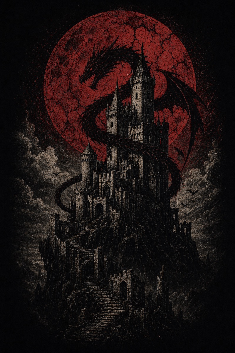 Dragon Keep washed T-shirt artwork