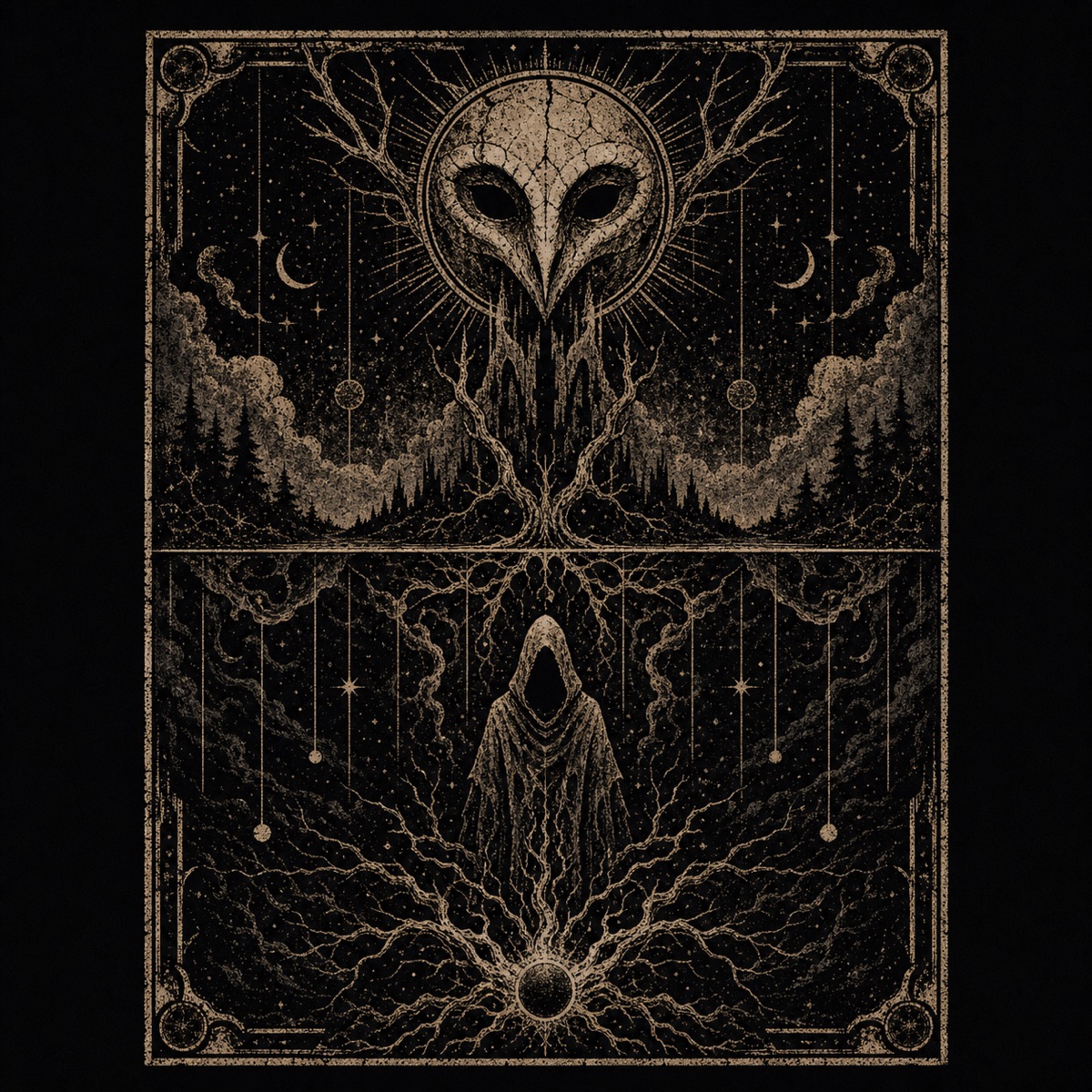 As Above So Below washed T-shirt artwork