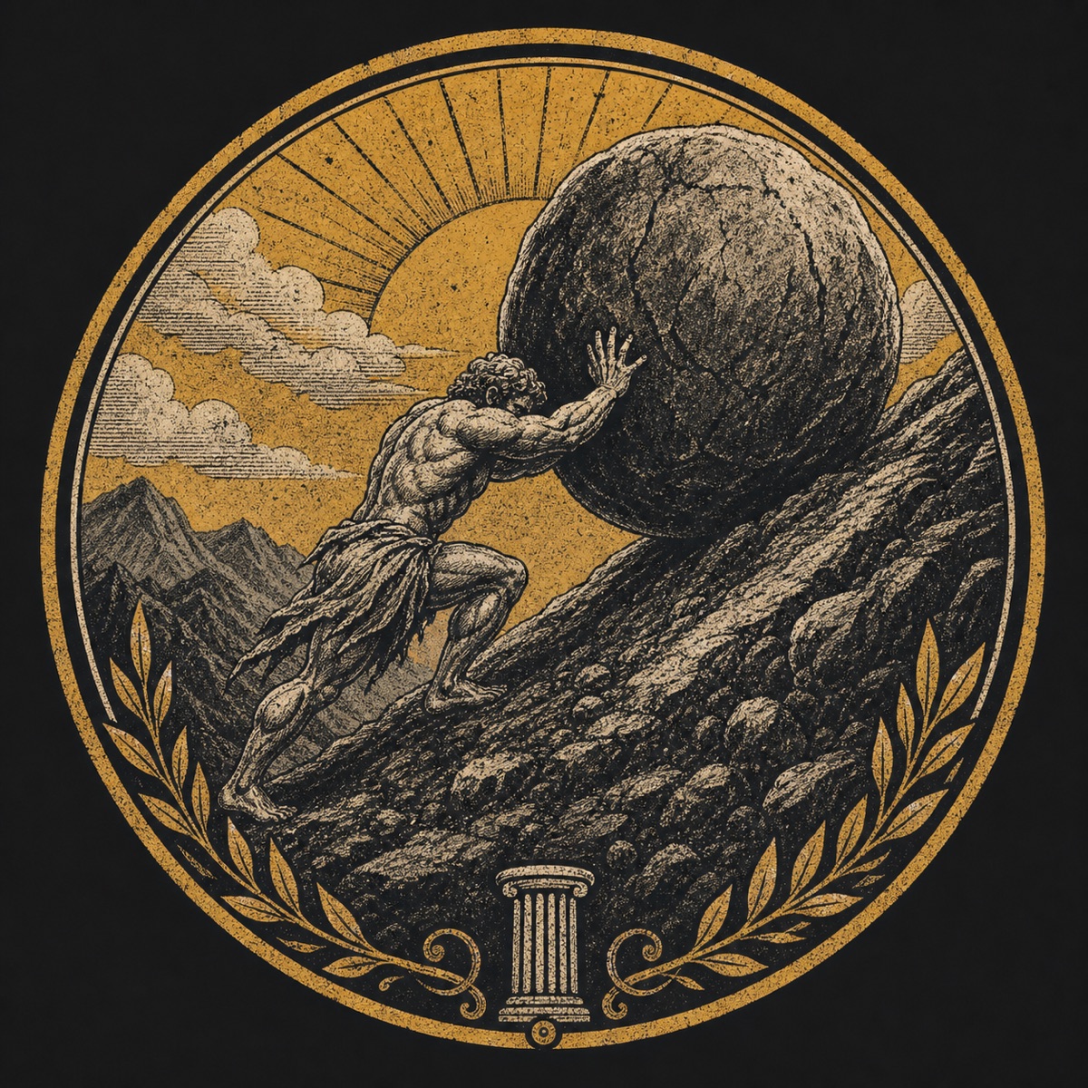 Sisyphus Fitness washed T-shirt artwork