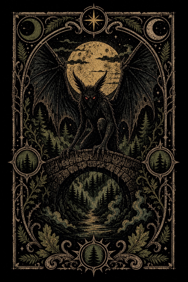 Mothman Tarot washed T-shirt artwork