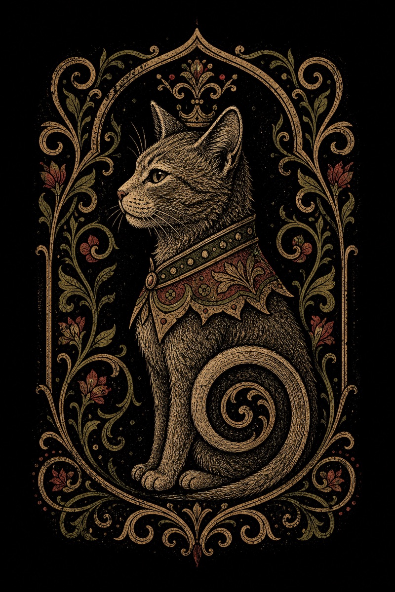 Medieval Cat washed T-shirt artwork