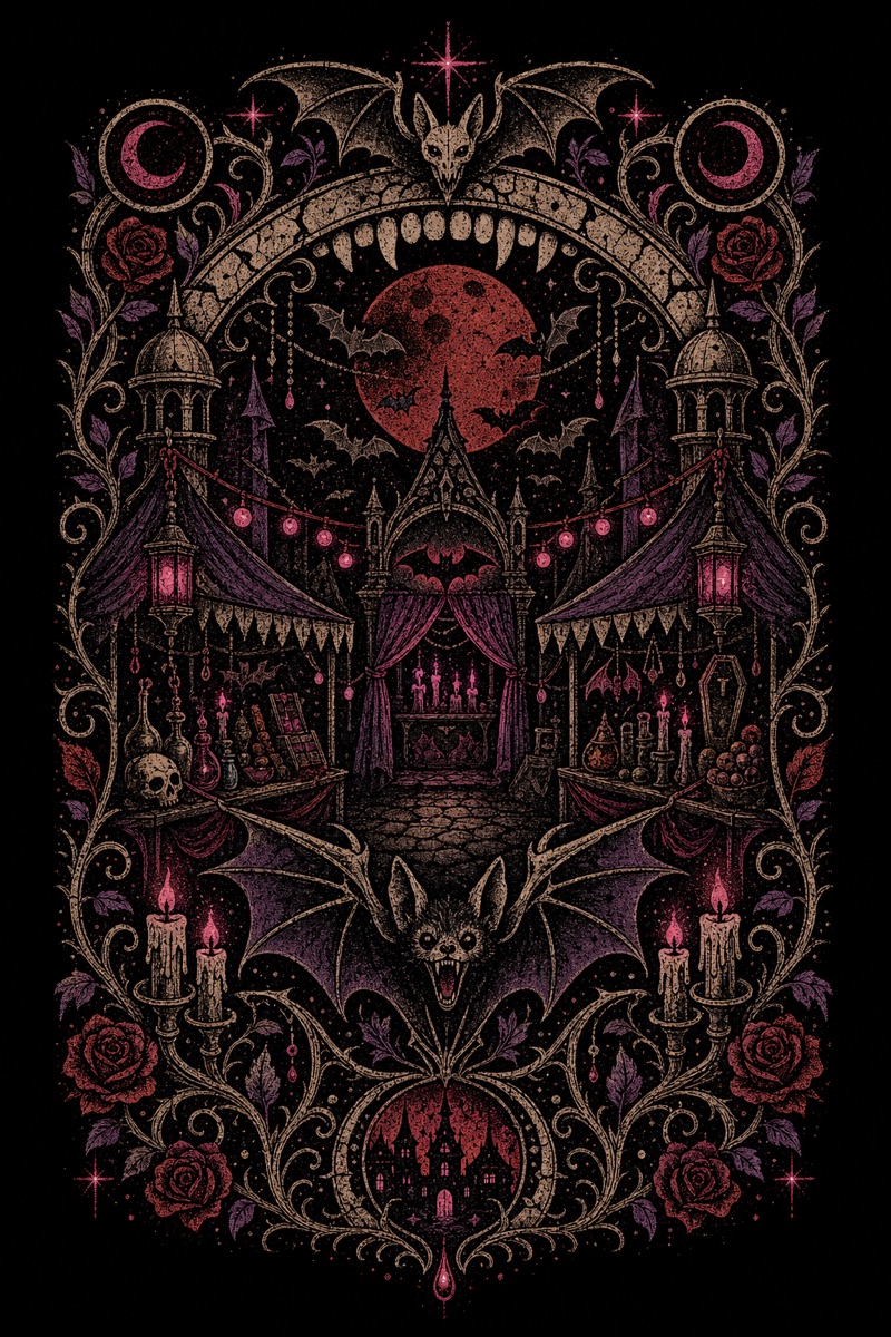 Vampire Market washed T-shirt artwork
