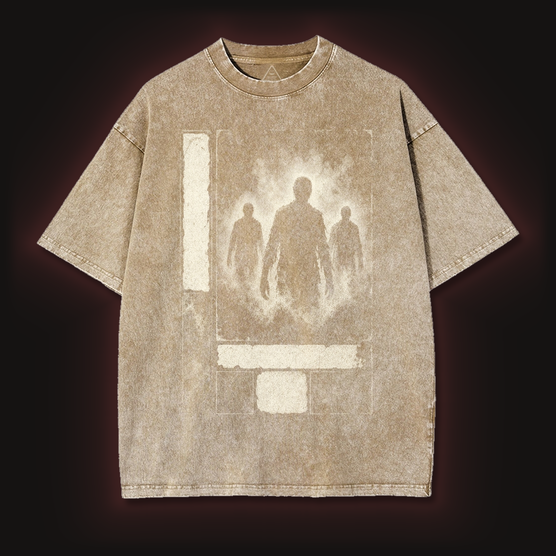 Three Shadow Figures Emerging from Portal Washed T-Shirt