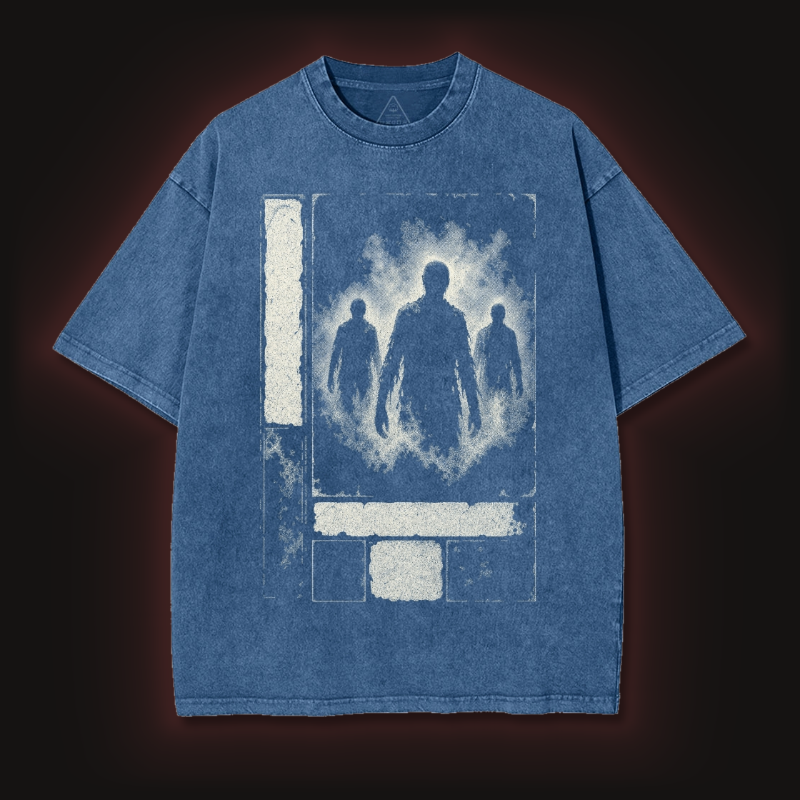 Three Shadow Figures Emerging from Portal Washed T-Shirt