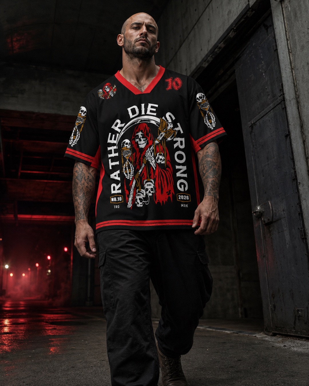 Rather Die Strong — 10th Legion Mesh Jersey — Paradoxworn studio model styling concept