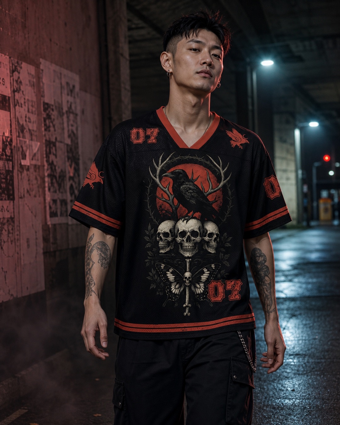 Antlered Requiem Mesh Jersey — Paradoxworn studio model styling concept