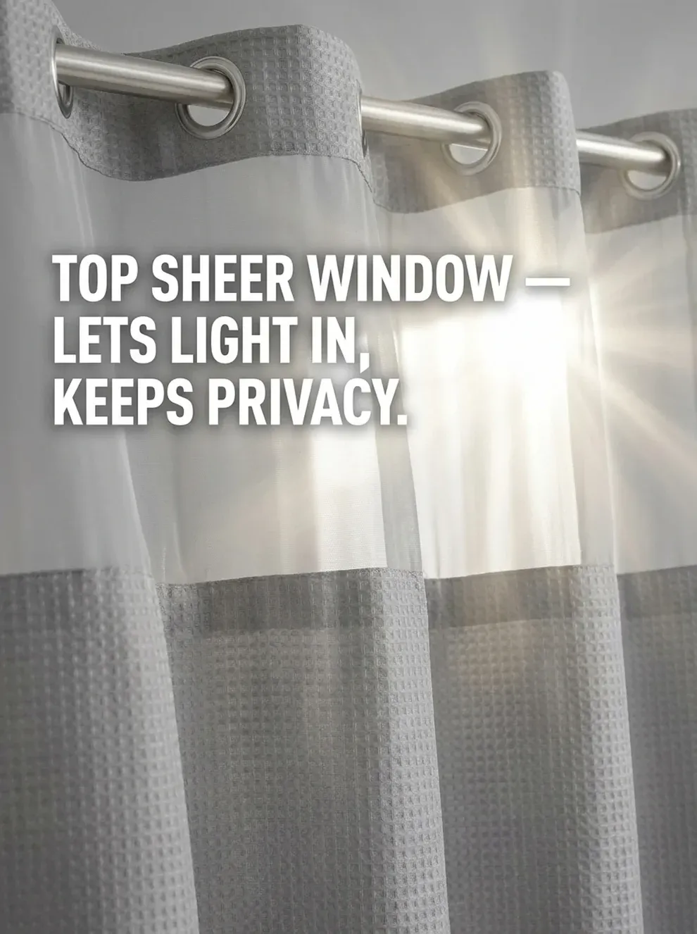 🔥🚿Waterproof and mildew-resistant No Hook Shower Curtain with Snap in Liner