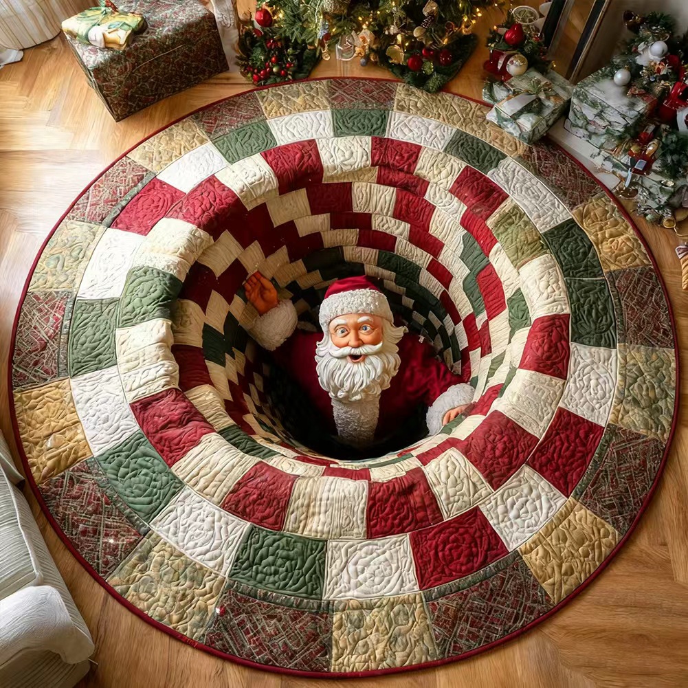 🎃3D Skeleton Vortex Quilted Round Halloween Rug